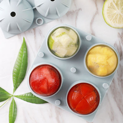 Langlebige, kugelförmige Eiswürfelform für Cocktails, 4 Mulden, grau-grüne Farbe